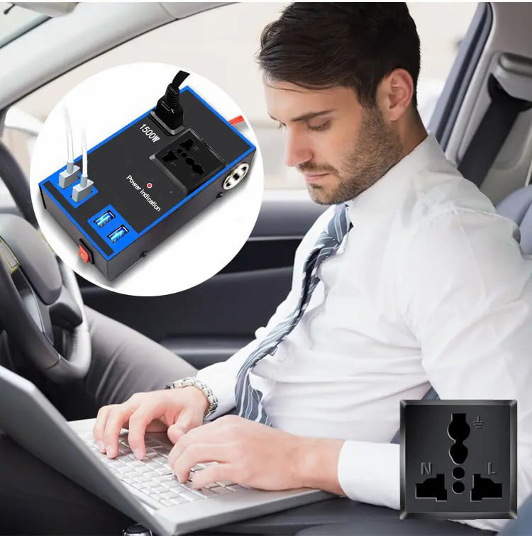 Inversor De Corriente Para Coche 220V - Convertidor Portátil Con Control De Temperatura, Para Camping