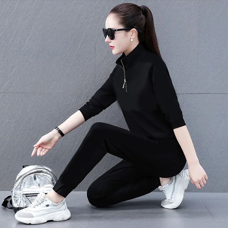 Sweatsuit de 2 piezas de cuello de collar de mujer