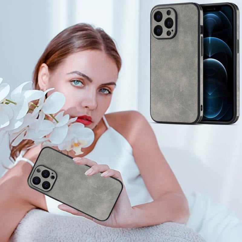 Funda de Piel de Cordero de Cuatro Bordes para iPhone