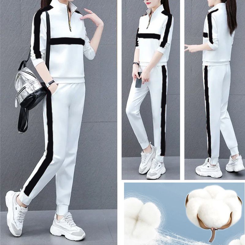 Sweatsuit de 2 piezas de cuello de collar de mujer