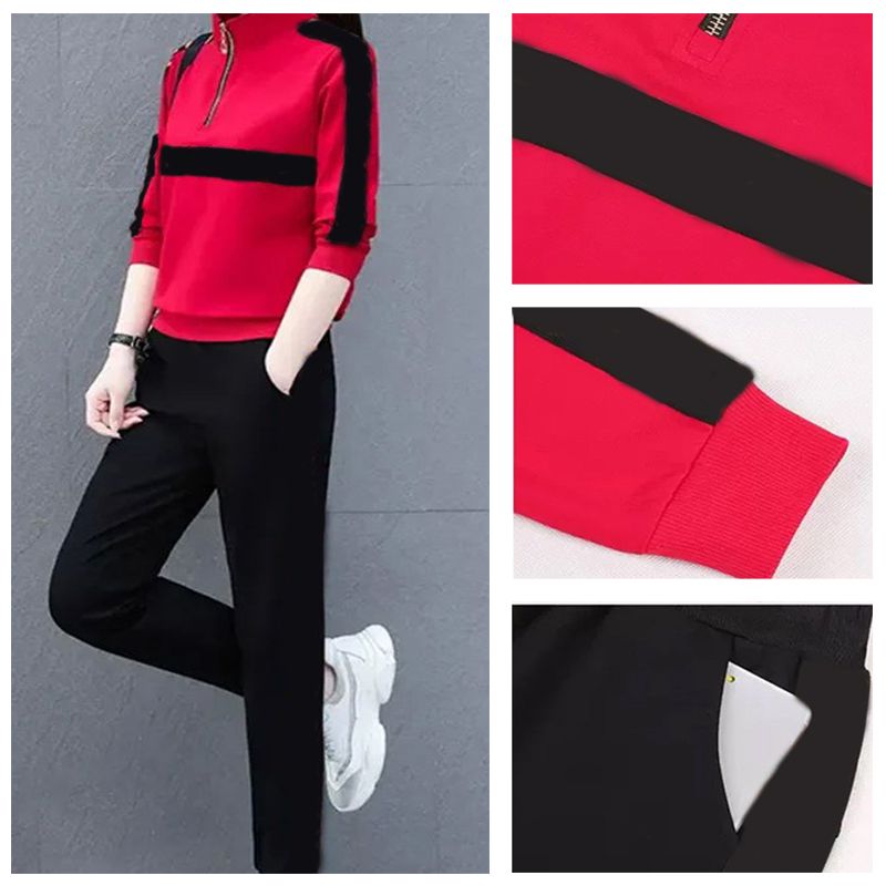 Sweatsuit de 2 piezas de cuello de collar de mujer