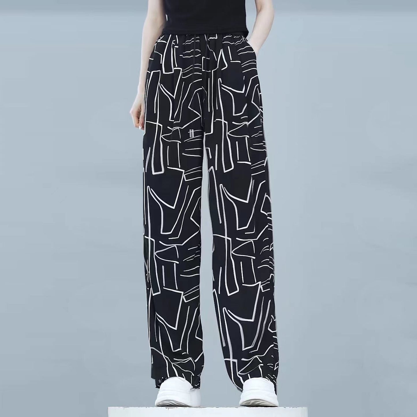 2023 Nuevo Estilo Hielo Seda Cintura Alta Pantalones Casual