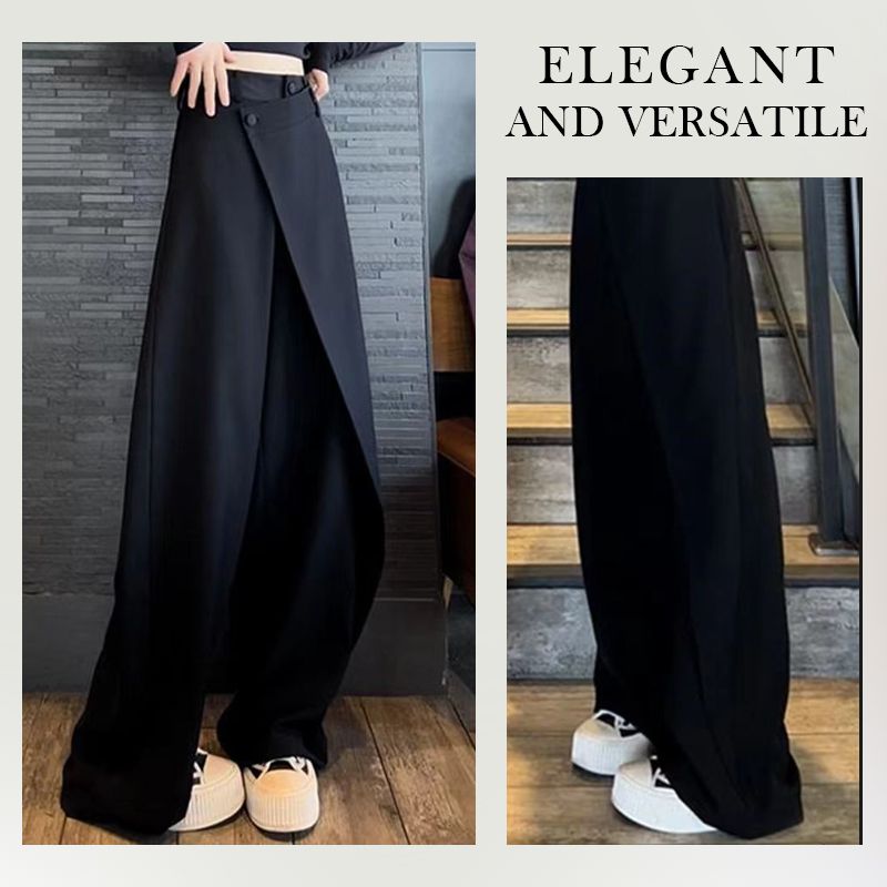 Pantalones de pierna ancha de longitud completa con patchwork irregular de moda para mujer