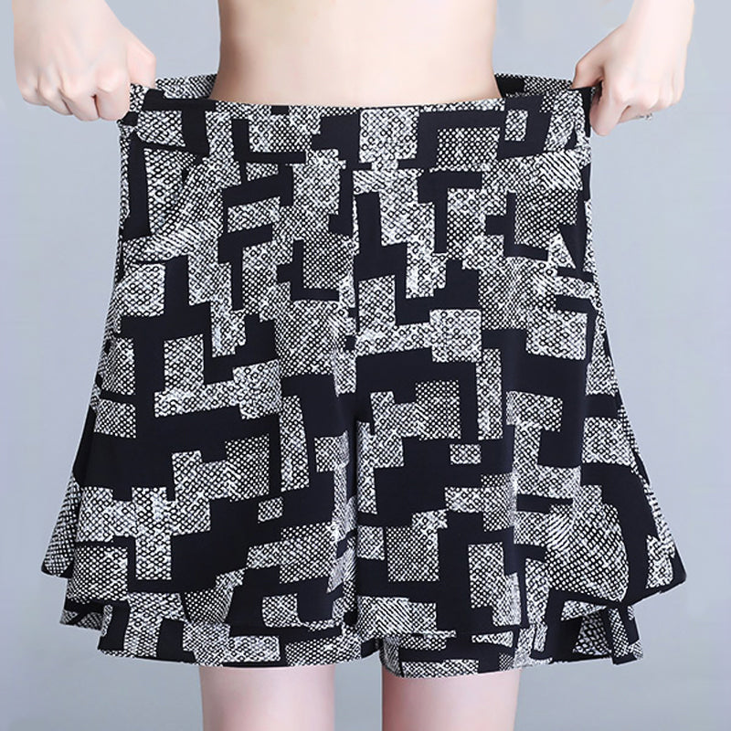 Shorts Casuales de Pierna Ancha con Dobladillo en Capas y Cintura Alta para Mujer（Compra 2 envío gratis）
