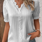 Cuello en V Encaje Liso Camisa Elegante - Compre 2 envío gratis