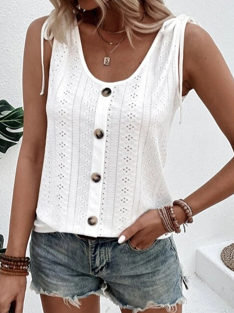 Camá de tanque Casual Loose Loose Crew Teck