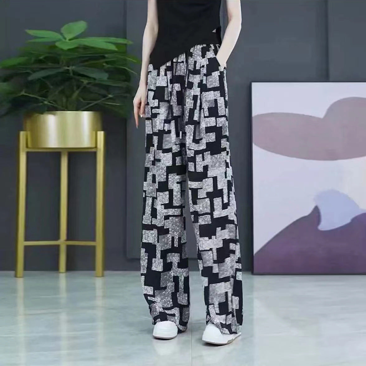 2023 Nuevo Estilo Hielo Seda Cintura Alta Pantalones Casual