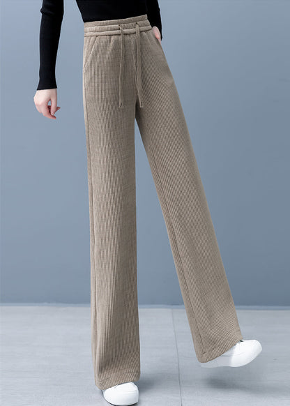 🔥✨Gran Oferta de Año Nuevo 50% OFF🎁Pantalón recto acolchado y engrosado, de color liso, con pernera ancha y cordón para mujer.