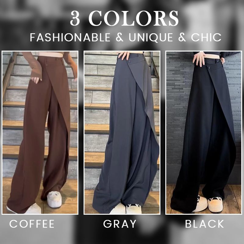 Pantalones de pierna ancha de longitud completa con patchwork irregular de moda para mujer