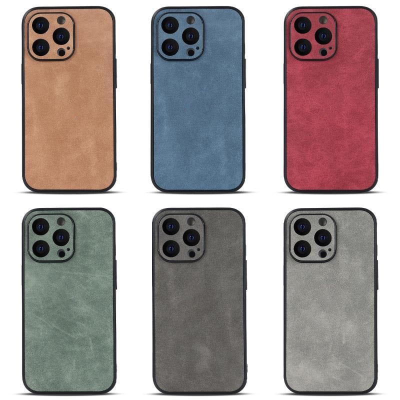 Funda de Piel de Cordero de Cuatro Bordes para iPhone