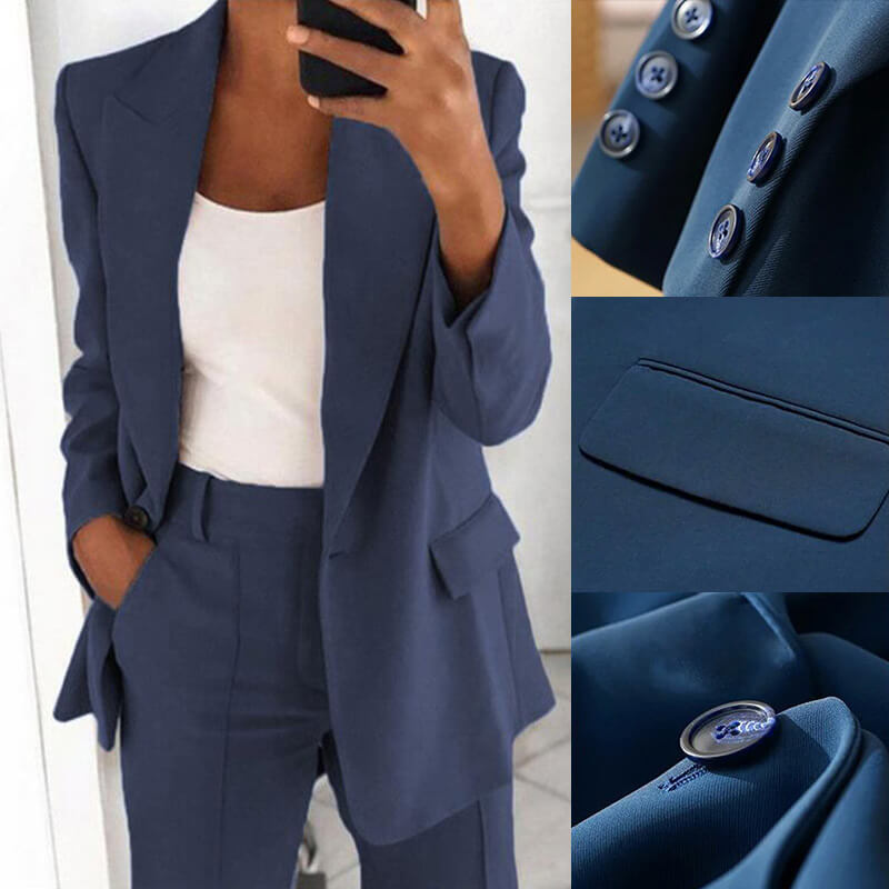 Chaqueta de traje elegante cárdigan delgado con cuello de solapa