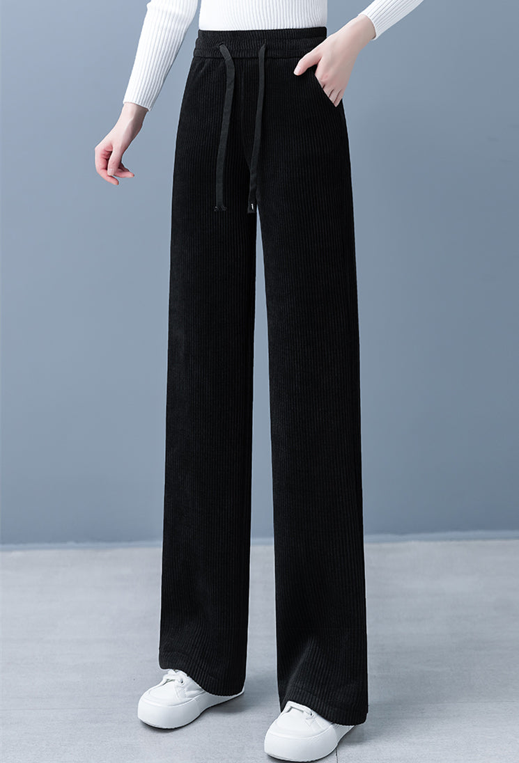 🔥✨Gran Oferta de Año Nuevo 50% OFF🎁Pantalón recto acolchado y engrosado, de color liso, con pernera ancha y cordón para mujer.