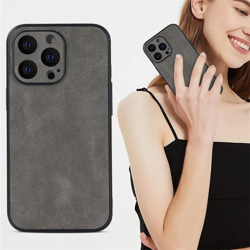 Funda de Piel de Cordero de Cuatro Bordes para iPhone