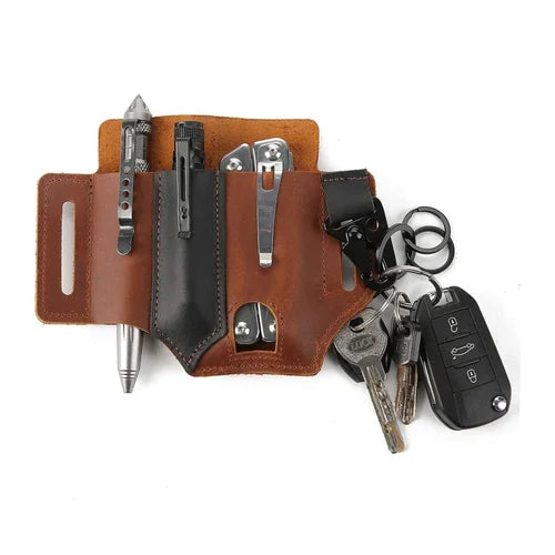 🔥49% DE DESCUENTO🔥Bolsa de cuero táctico con cinturón multiherramientas
