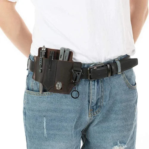 🔥49% DE DESCUENTO🔥Bolsa de cuero táctico con cinturón multiherramientas