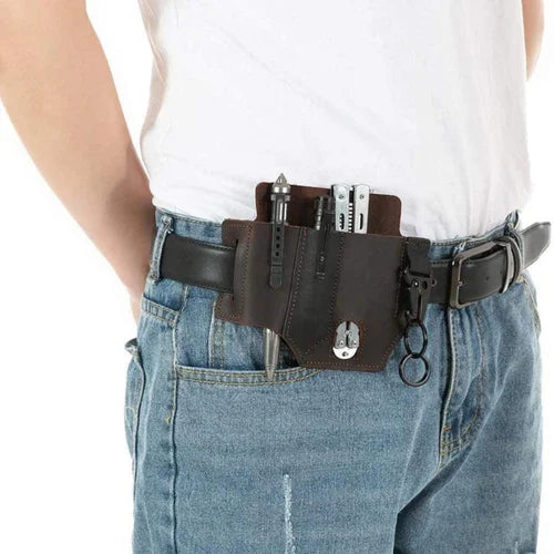 🔥49% DE DESCUENTO🔥Bolsa de cuero táctico con cinturón multiherramientas