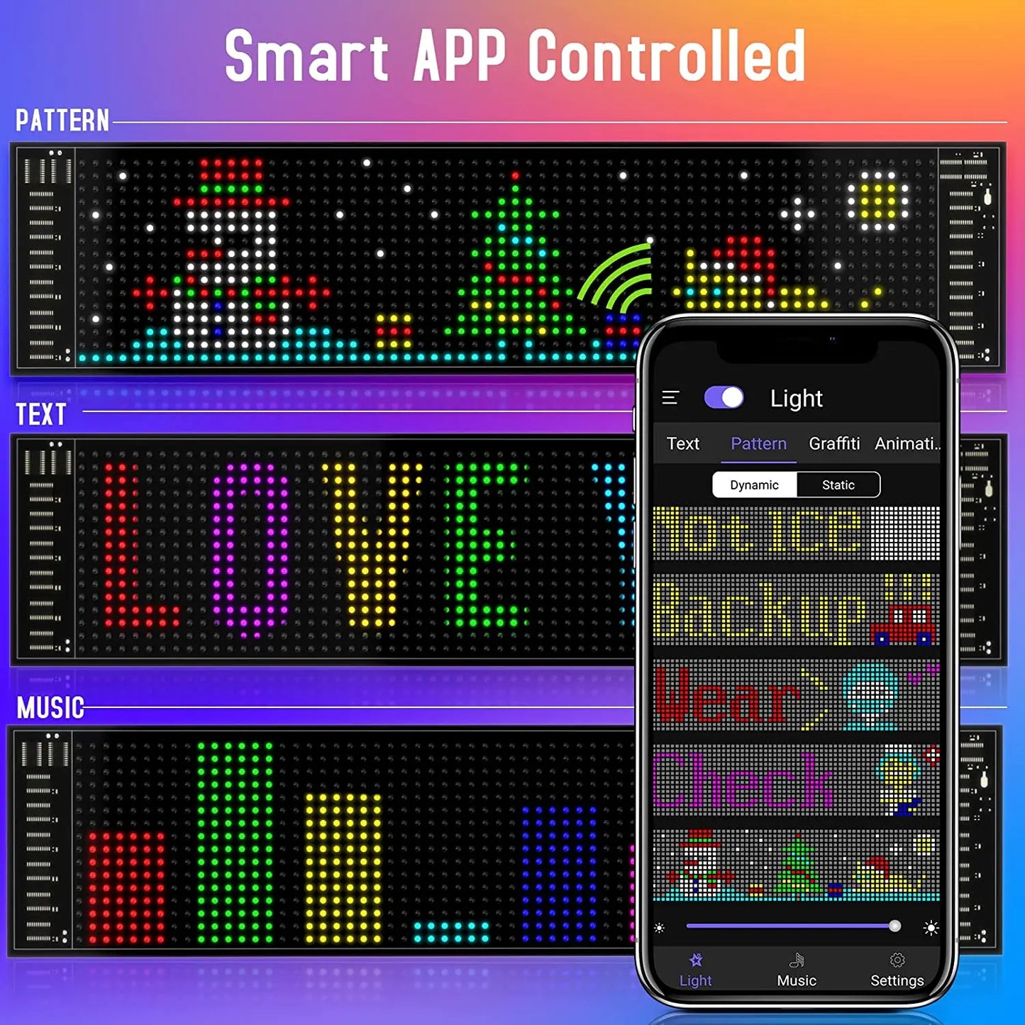 Pantalla LED Bluetooth flexible para vehículos