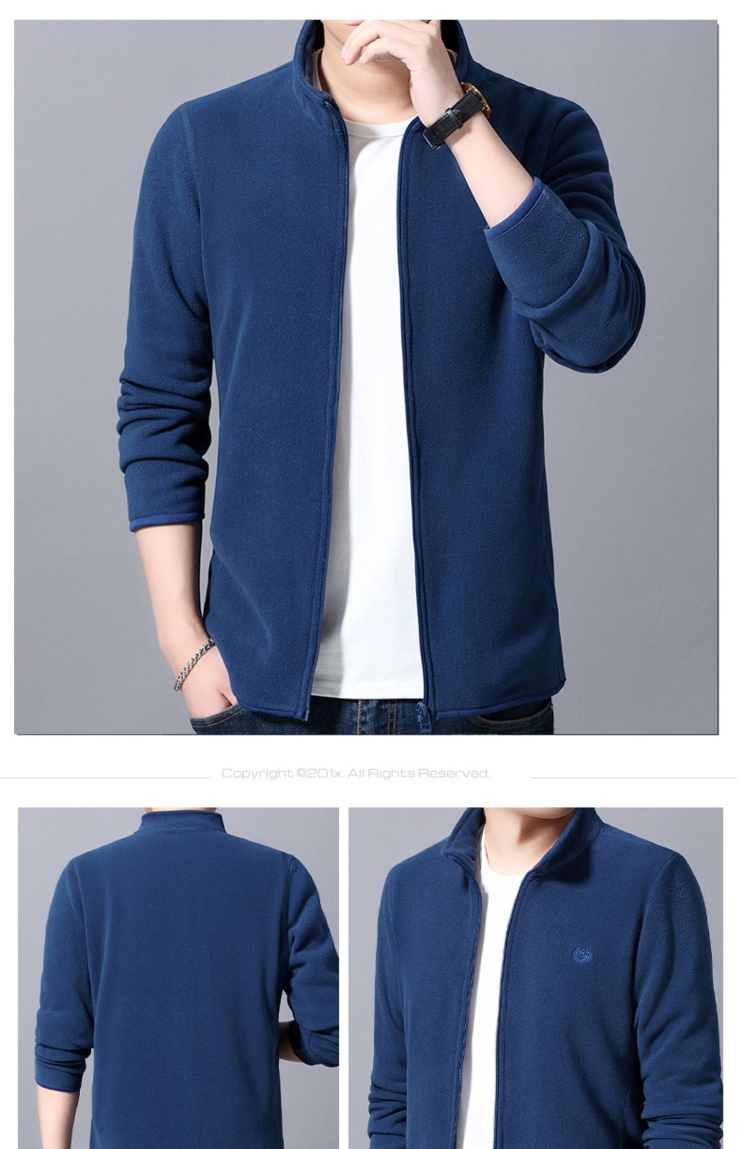 🎅【Un regalo cálido en invierno】 Chaqueta de forro polar suave casual al aire libre con cremallera completa ligera para hombre