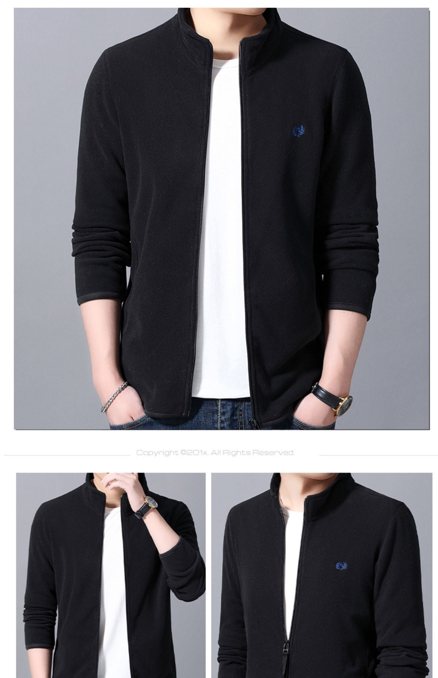 🎅【Un regalo cálido en invierno】 Chaqueta de forro polar suave casual al aire libre con cremallera completa ligera para hombre