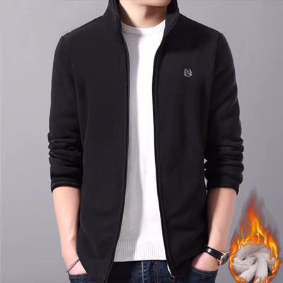 🎅【Un regalo cálido en invierno】 Chaqueta de forro polar suave casual al aire libre con cremallera completa ligera para hombre