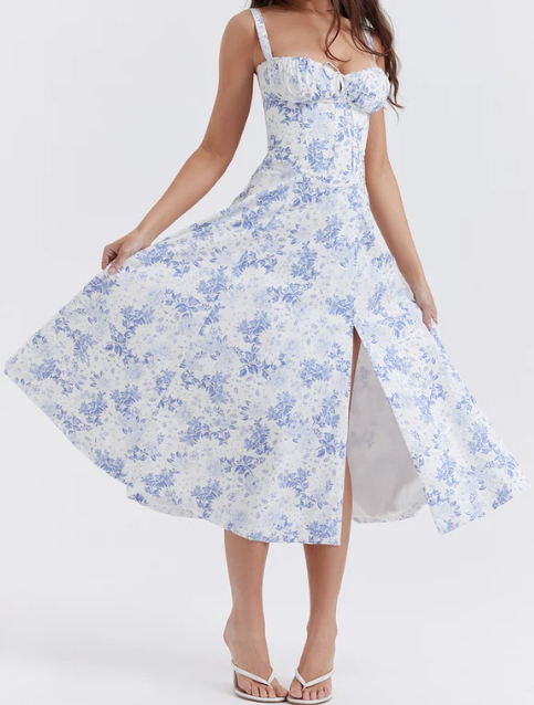 Cómodo vestido de tirantes tipo corpiño con estampado de belleza sin aros