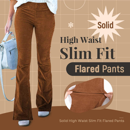 Pantalones de pana con cintura elástica y micro pana de talle alto