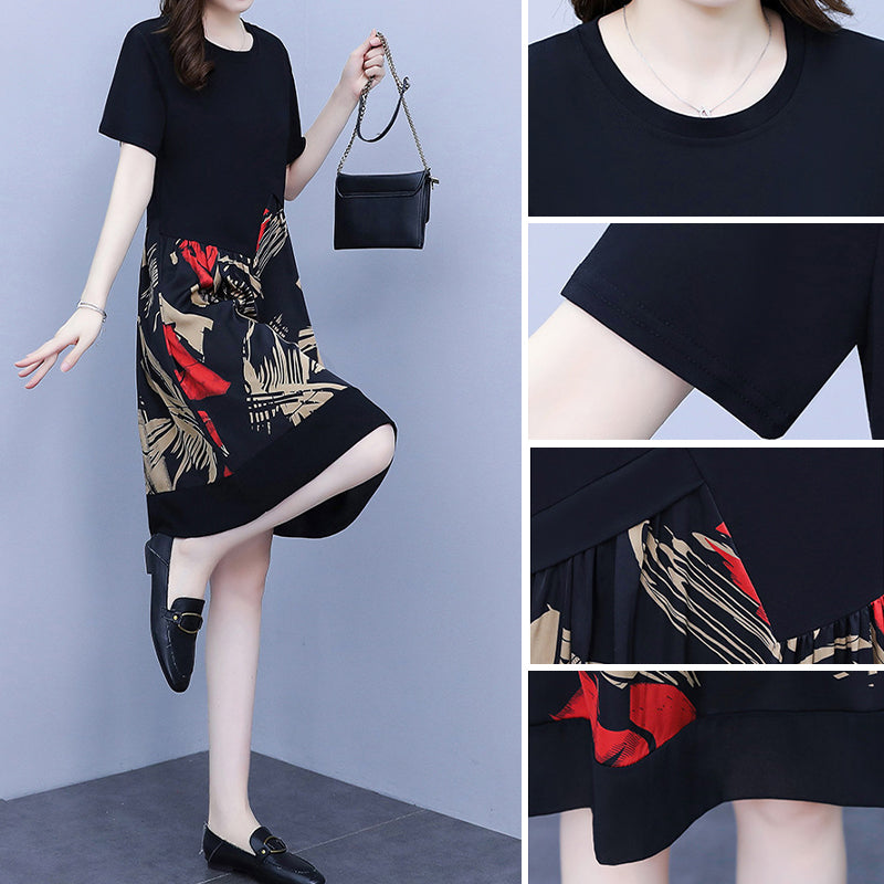 Vestido Estampado de Cuello Redondo para Mujer
