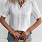 Cuello en V Encaje Liso Camisa Elegante - Compre 2 envío gratis