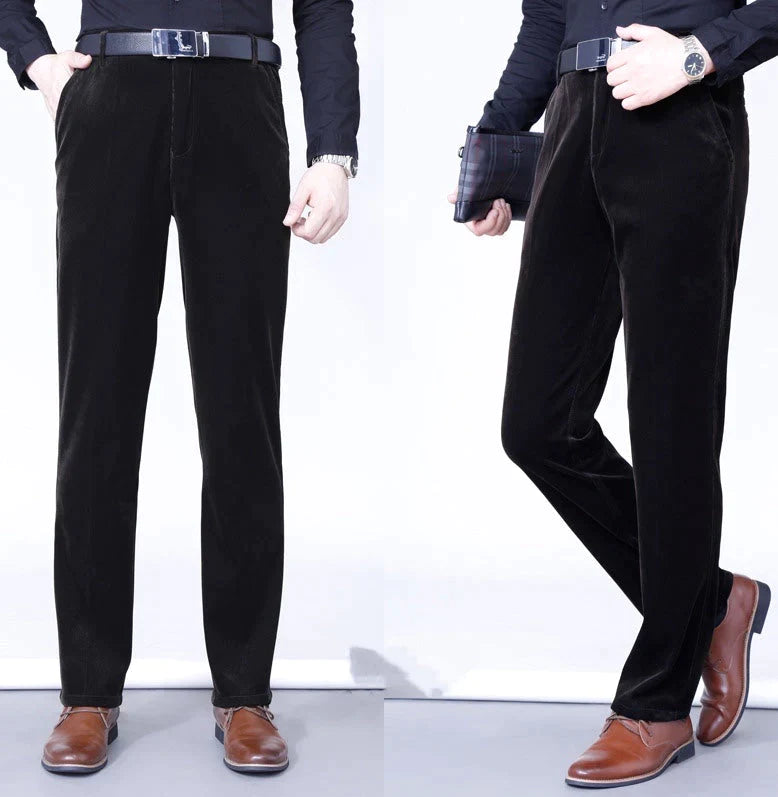 Pantalones Largos Rectos de Pana Elástica para Hombre