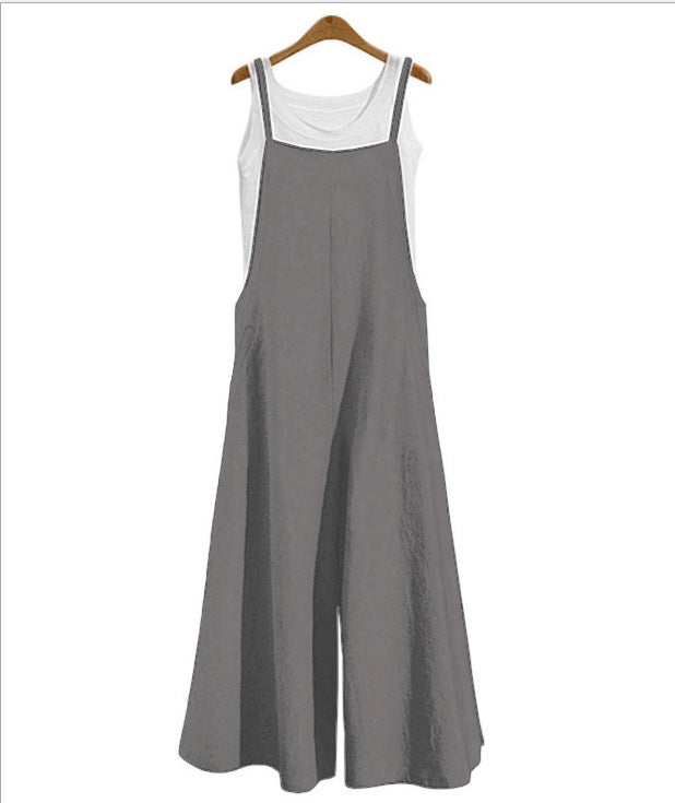 Pantalones anchos de tirantes de mujer sin mangas