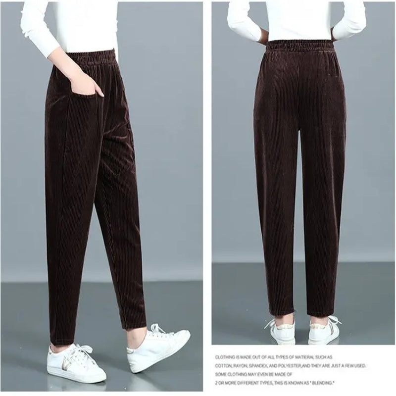 Pantalones cálidos de pana de talle alto para mujer - Compra 2 con