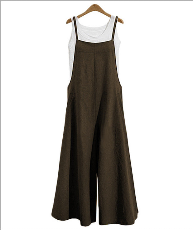 Pantalones anchos de tirantes de mujer sin mangas