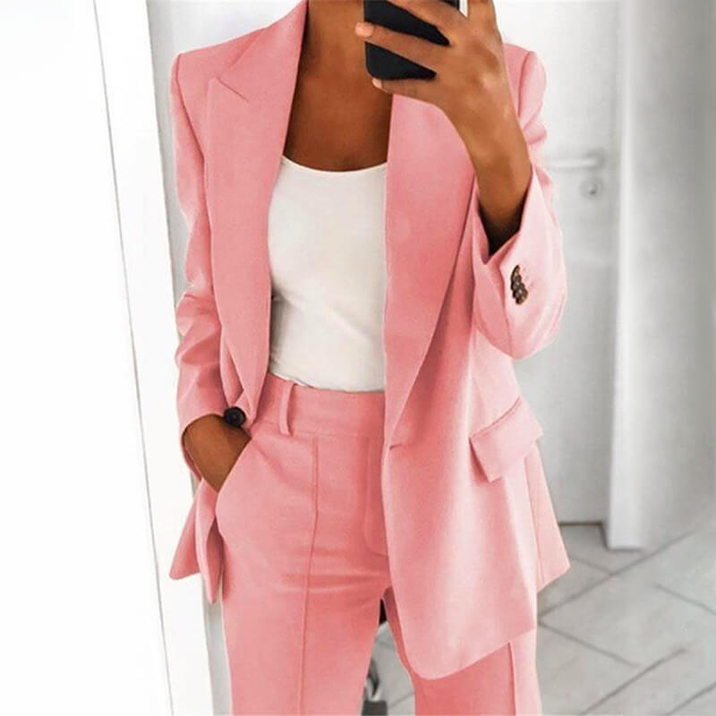Chaqueta de traje elegante cárdigan delgado con cuello de solapa