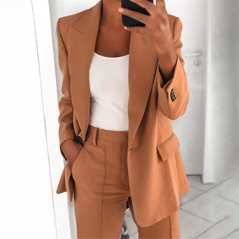 Chaqueta de traje elegante cárdigan delgado con cuello de solapa