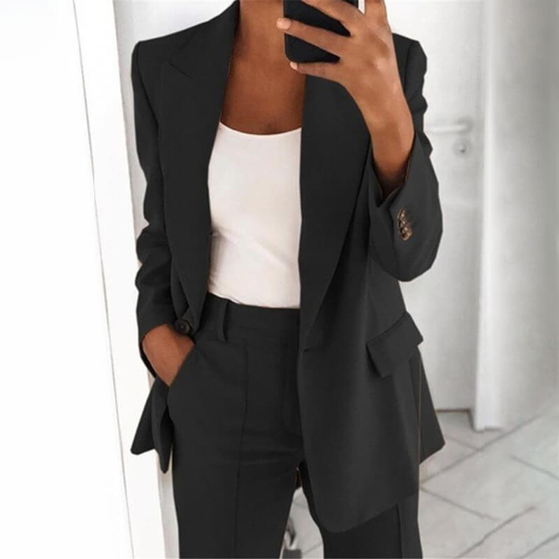 Chaqueta de traje elegante cárdigan delgado con cuello de solapa