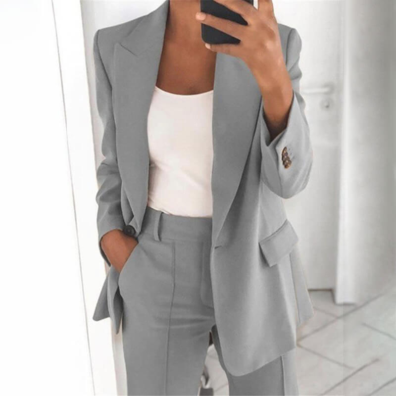 Chaqueta de traje elegante cárdigan delgado con cuello de solapa