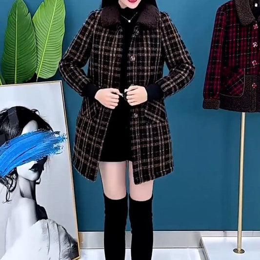 [Regalo de mujer] abrigo de chaqueta gruesa de felpa de longitud media para mujer