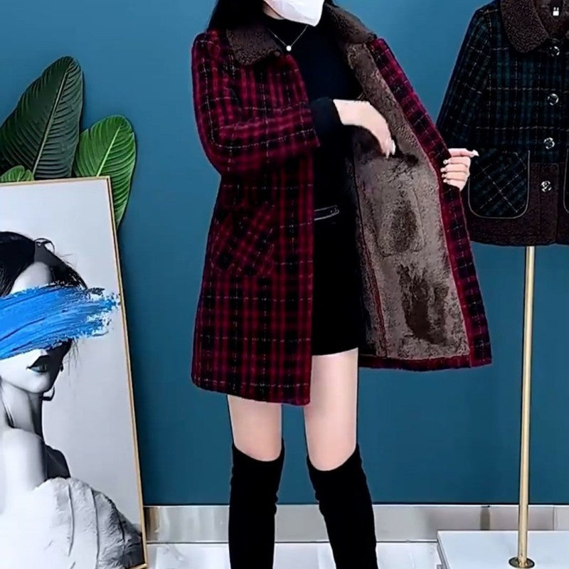 [Regalo de mujer] abrigo de chaqueta gruesa de felpa de longitud media para mujer
