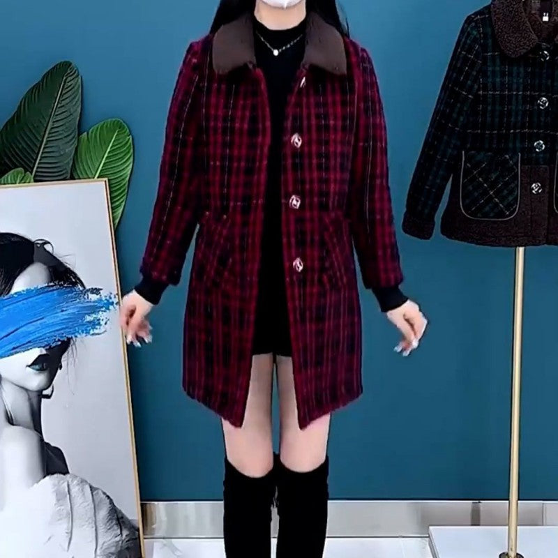 [Regalo de mujer] abrigo de chaqueta gruesa de felpa de longitud media para mujer
