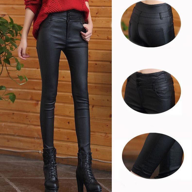 🔥Envío gratis😍¡Buen regalo! Leggings de cuero mate acolchado de 3 botones para mujer