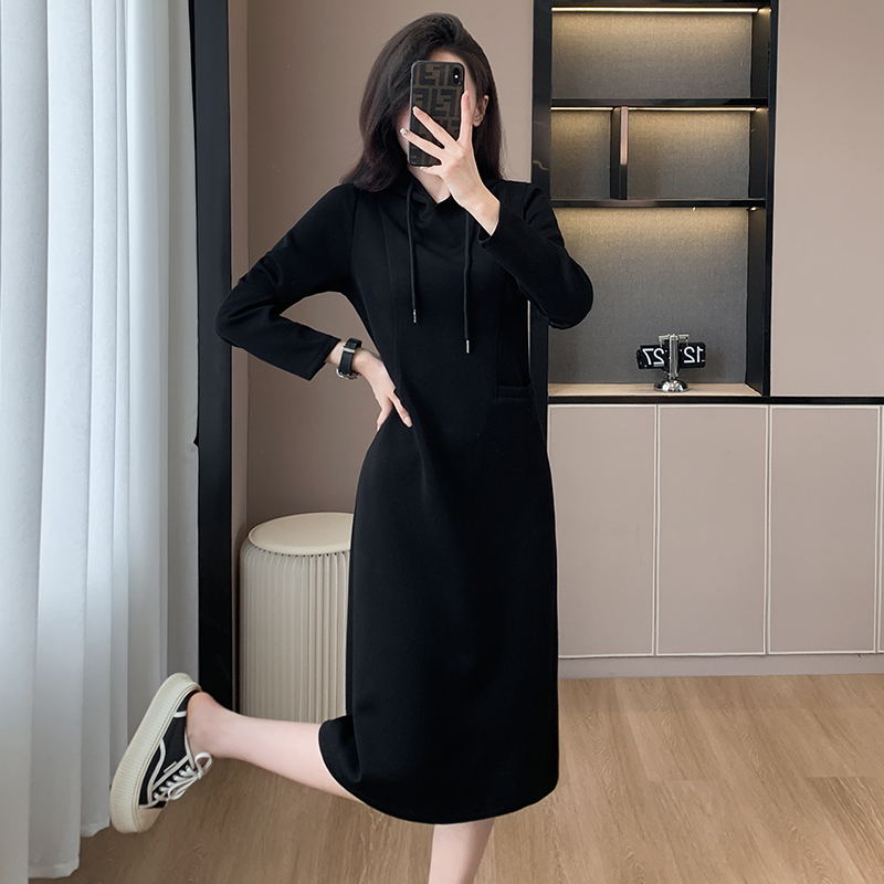 [Regalo de Navidad] Vestido tipo sudadera con bolsillo y capucha de manga larga para mujer