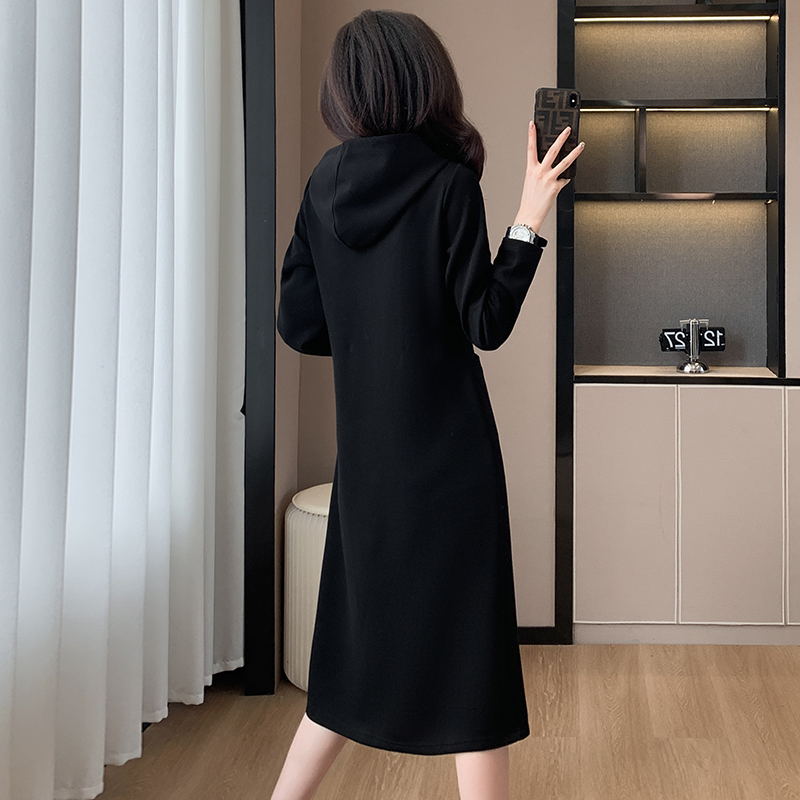 [Regalo de Navidad] Vestido tipo sudadera con bolsillo y capucha de manga larga para mujer