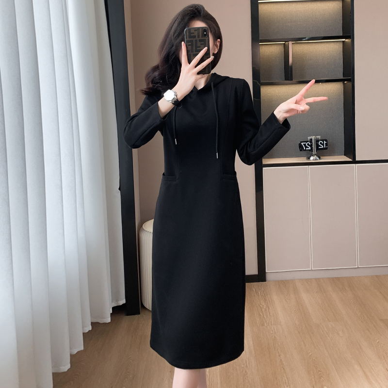 [Regalo de Navidad] Vestido tipo sudadera con bolsillo y capucha de manga larga para mujer