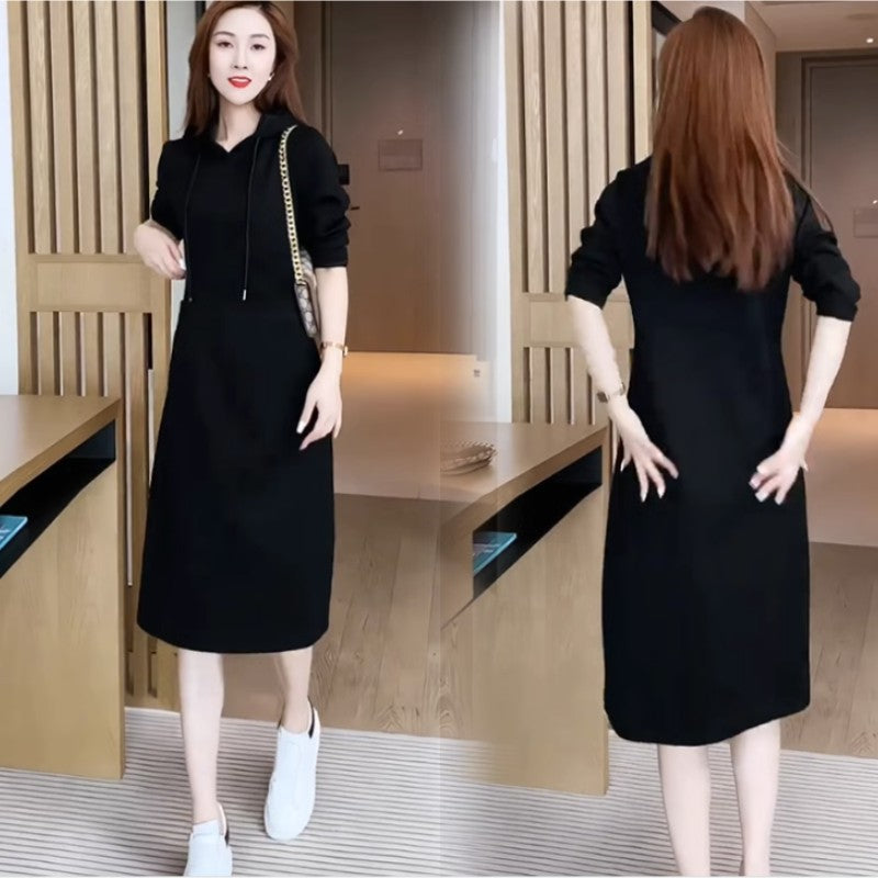 [Regalo de Navidad] Vestido tipo sudadera con bolsillo y capucha de manga larga para mujer