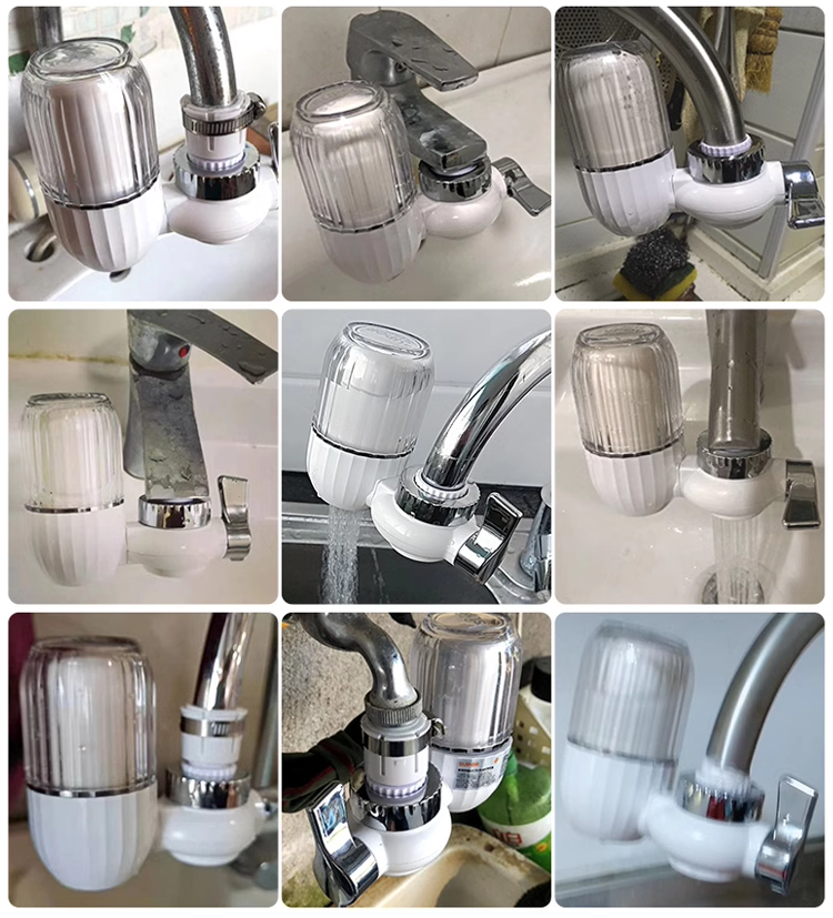 Para la salud de tu familia* Purificador de agua para grifo radiante con filtración de cinco capas