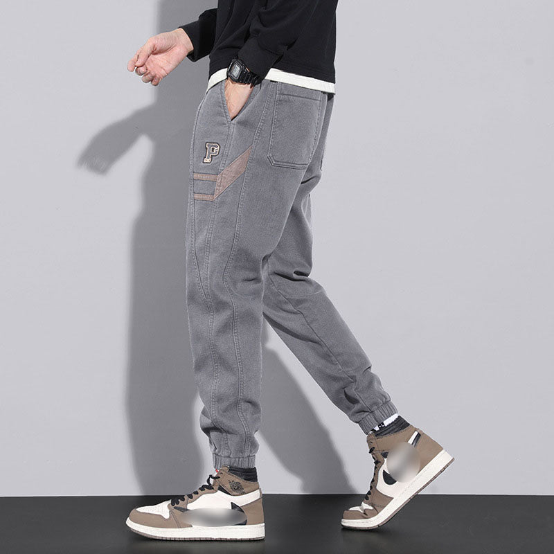 Pantalones anchos con cordón de invierno de moda urbana para hombre