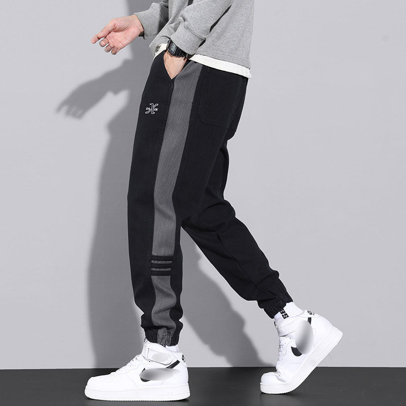 Pantalones anchos con cordón de invierno de moda urbana para hombre
