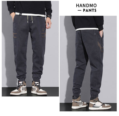 Pantalones anchos con cordón de invierno de moda urbana para hombre