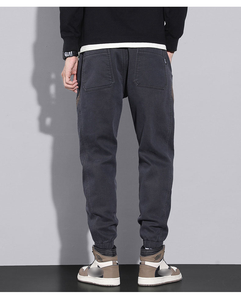 Pantalones anchos con cordón de invierno de moda urbana para hombre