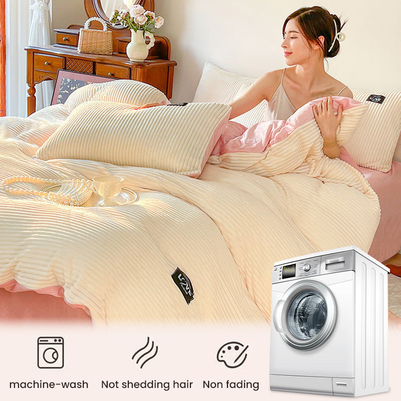 ✨Regalo cálido🎁Juego de ropa de cama de color sólido premium